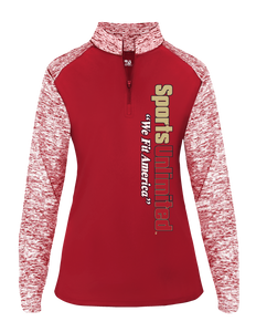 Women's Sport Blend 1/4 Zip(Red & Gold)